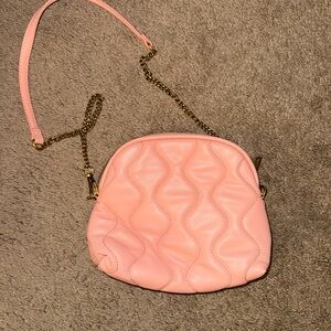 Zara Pink Quilted Crossbody Bag with Gold Chain Strap